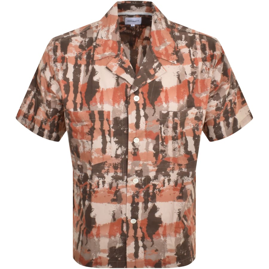 Norse Projects Men s Mads Print Vacation Shirt in Red Ochre Size L END Clothing